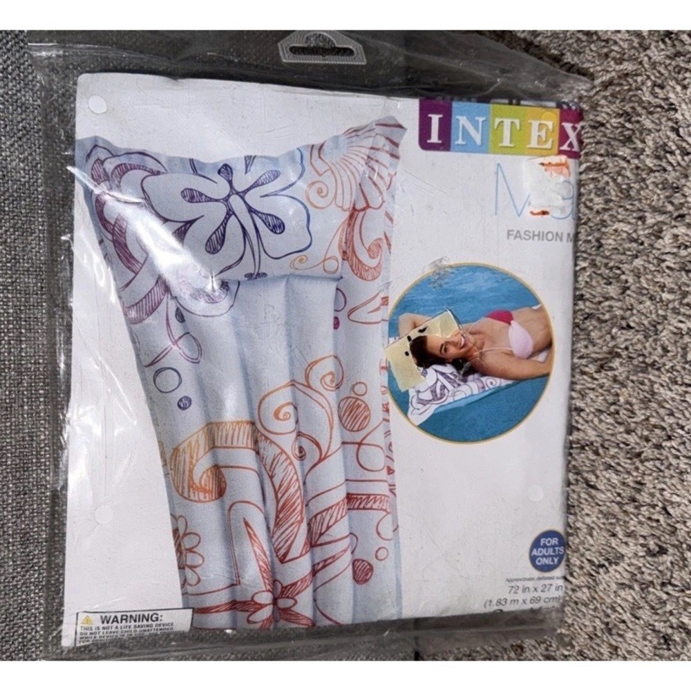 New Intex Fashion Mat Inflatable Raft Pool Beach Ocean Float Device Floral Adult